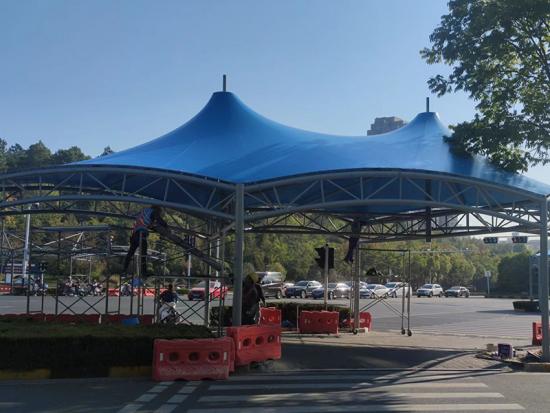 Crossroads Blue PVDF Tensile Roof Structure